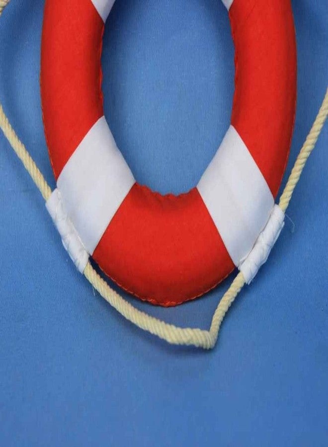 Handcrafted Nautical Decor طوق نجاة هامبتون نوتيكال فايبرانت مع أشرطة بيضاء، 6 بوصات، أحمر - Image 4